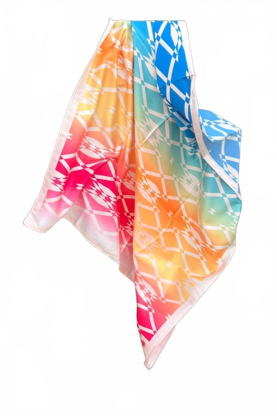 NEW ROWDY CROWD women's aztec rainbow wild rag scarf in multicolor